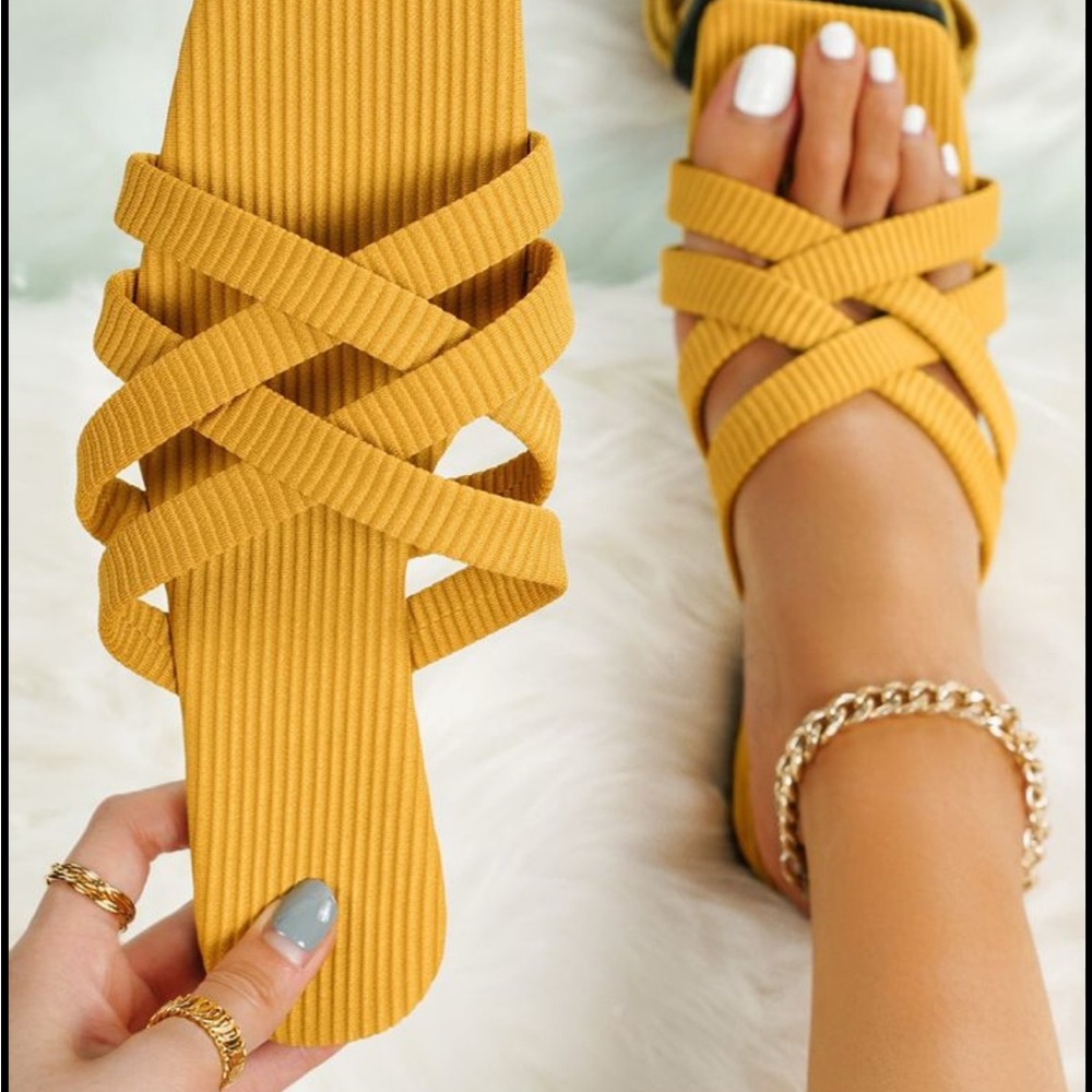 Yellow Strappy Sandals